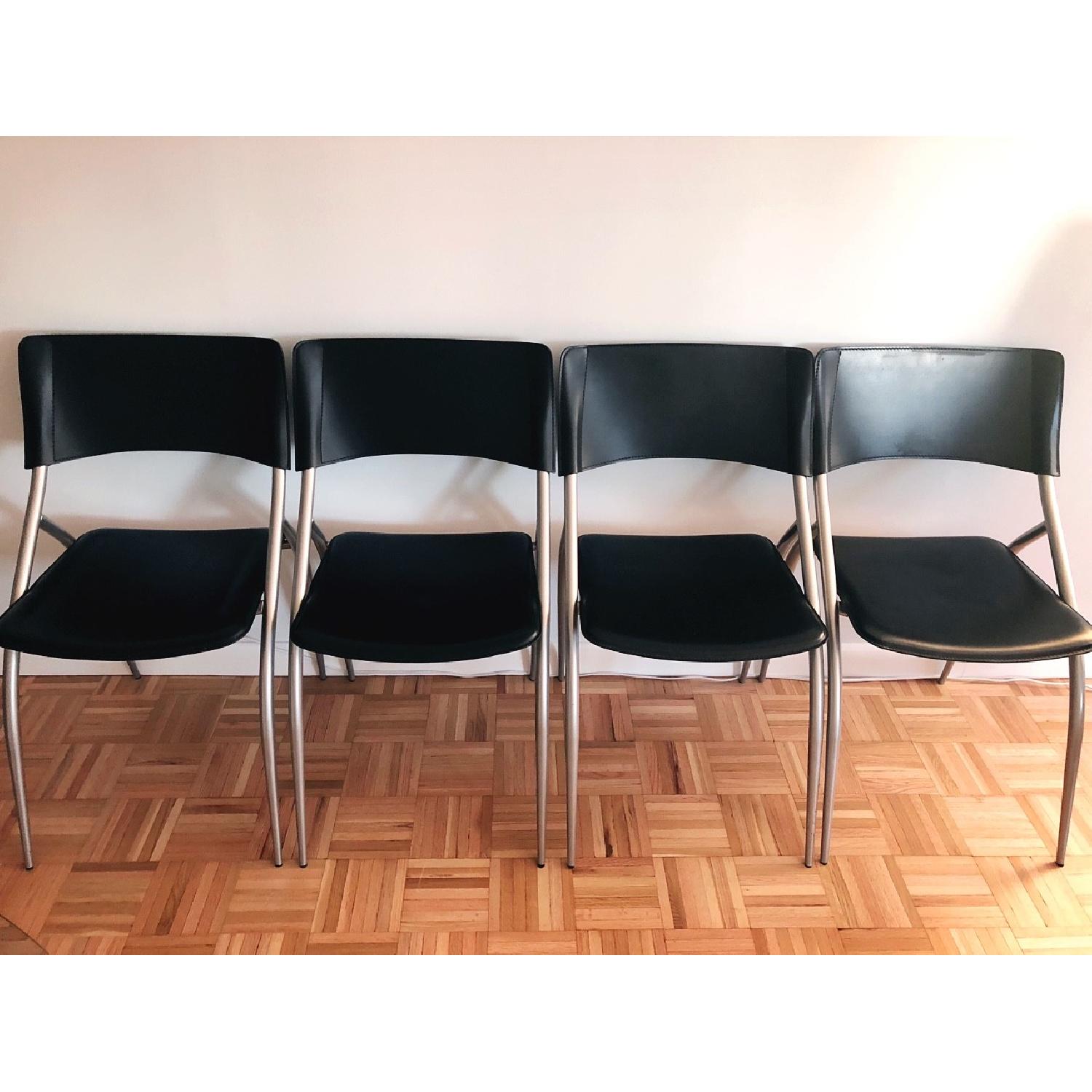 Calligaris Black Leather & Metal Dining Chairs - image-1