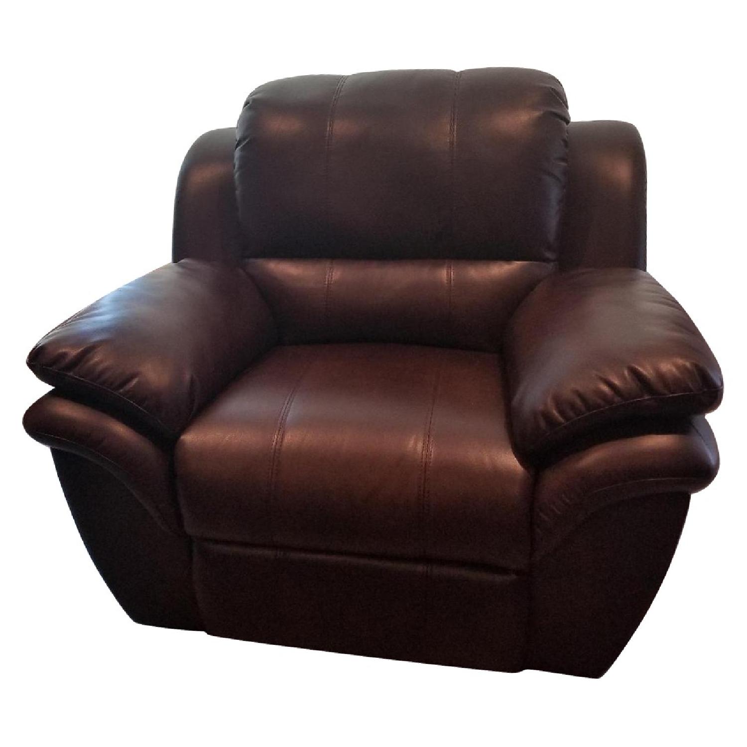 Raymour & Flanigan Brown Leather Loveseat + Recliner - image-5