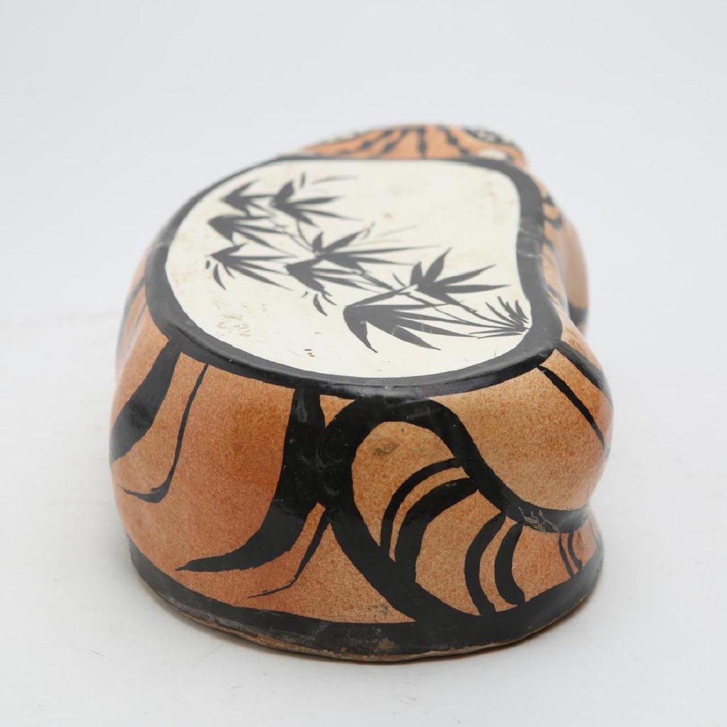 Jin Dynasty c. 1100 Crouching Tiger Cizhouware Pillow - image-1