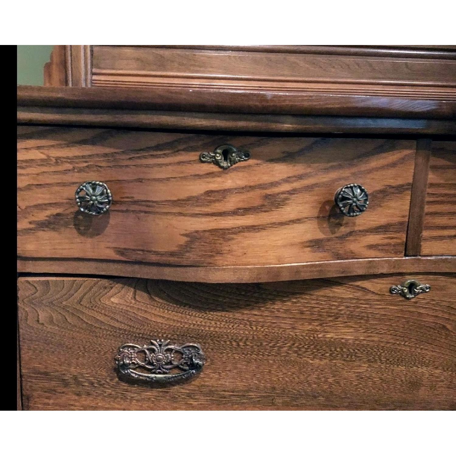 Vintage Oak Wood Dresser w/ Mirror - image-5
