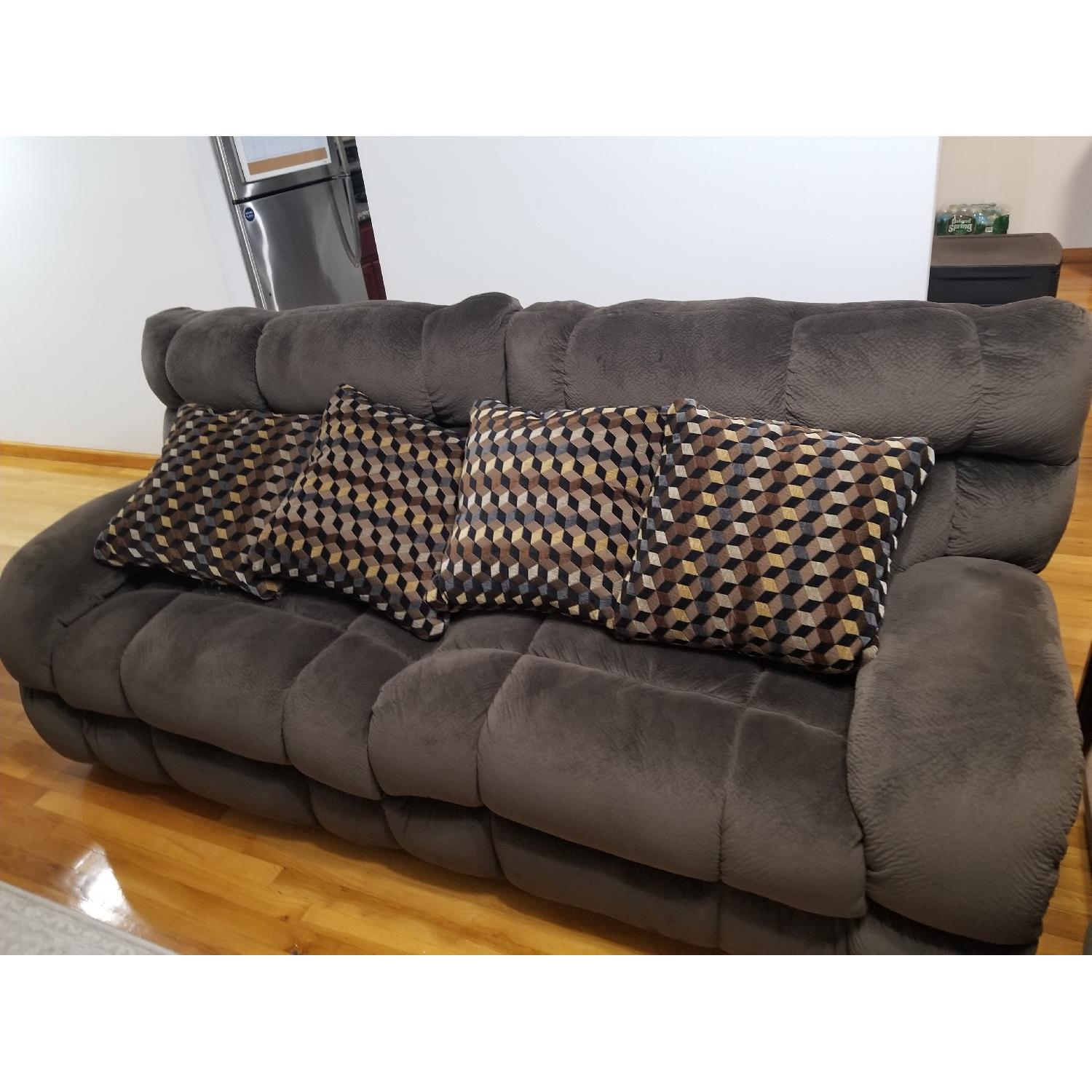 Power-Reclining Microfiber Sofa - image-0