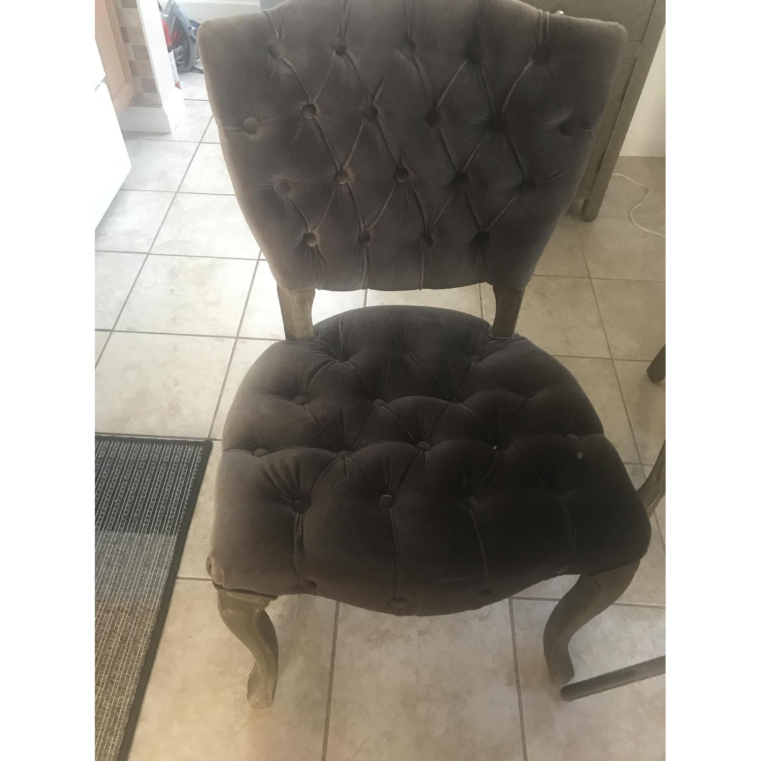 Velvet Tufted Grey Dining Chairs - image-1