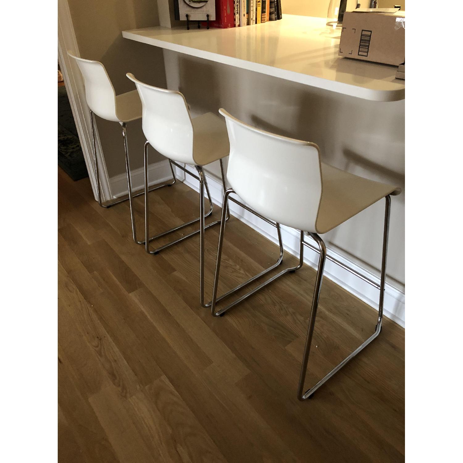 Ikea Glenn Chrome Bar Stools w/ Backrest in White AptDeco