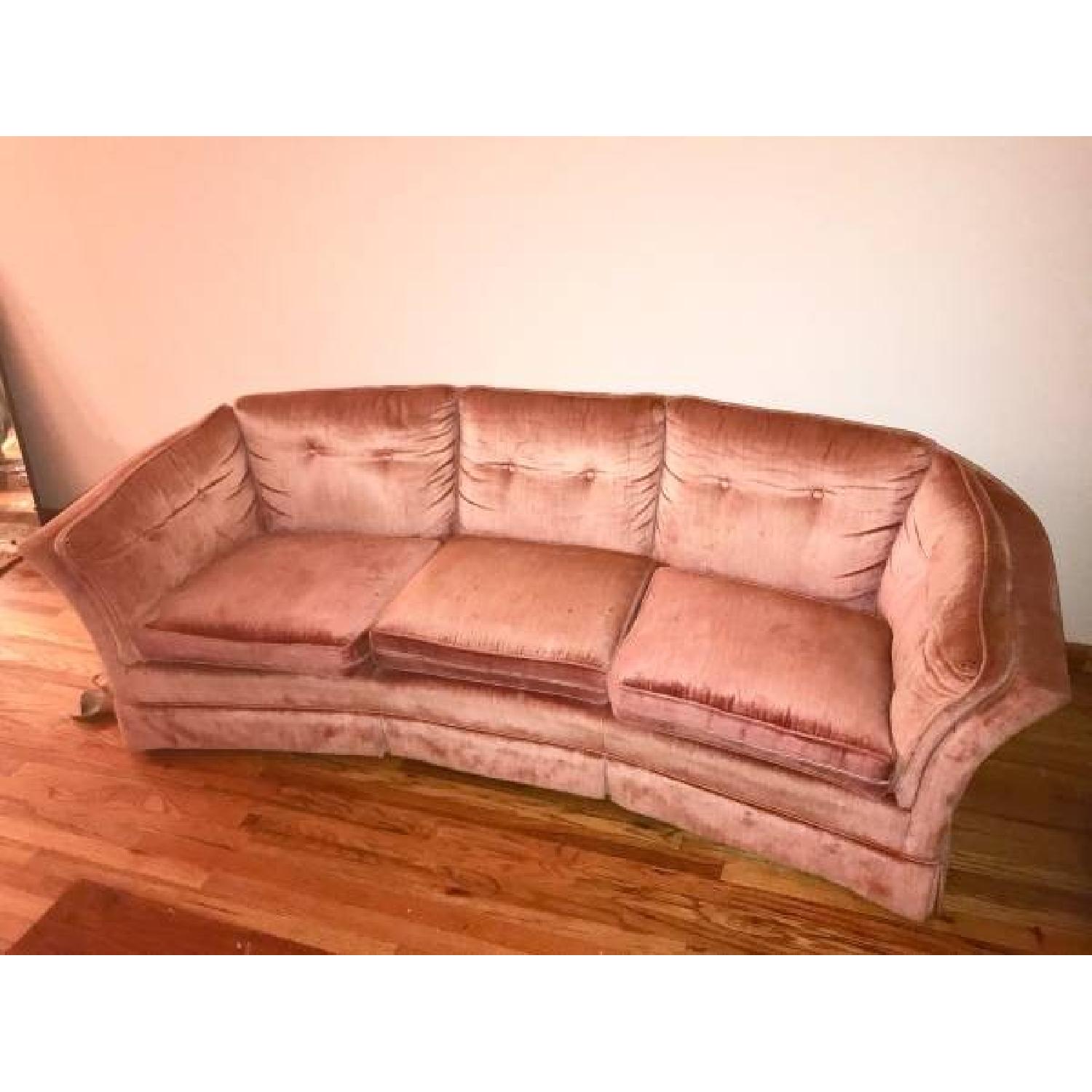 1920s Antique Pink Velvet Sofa - image-1