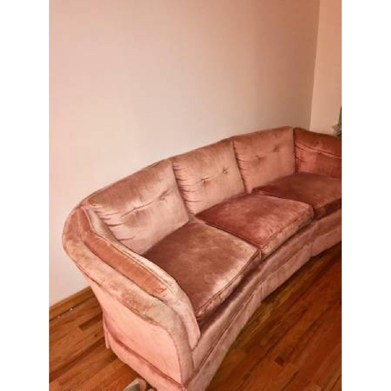 1920s Antique Pink Velvet Sofa - image-2