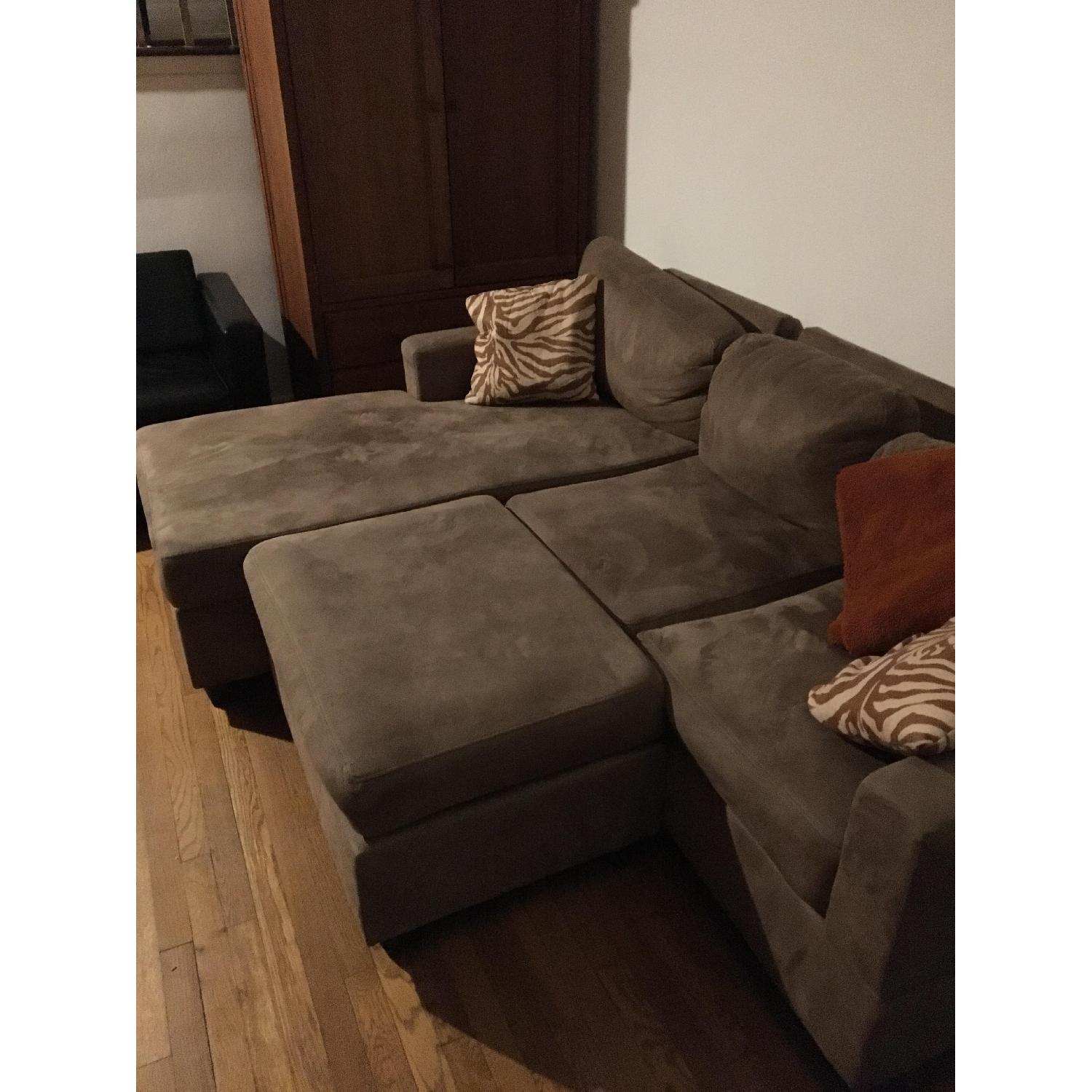 Poundex Bobkona Chaise Sectional Sofa & Ottoman - image-1