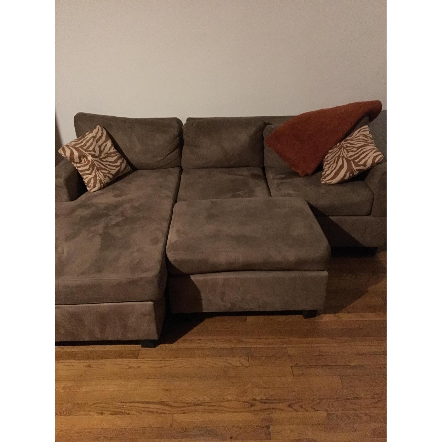 Poundex Bobkona Chaise Sectional Sofa & Ottoman - image-2