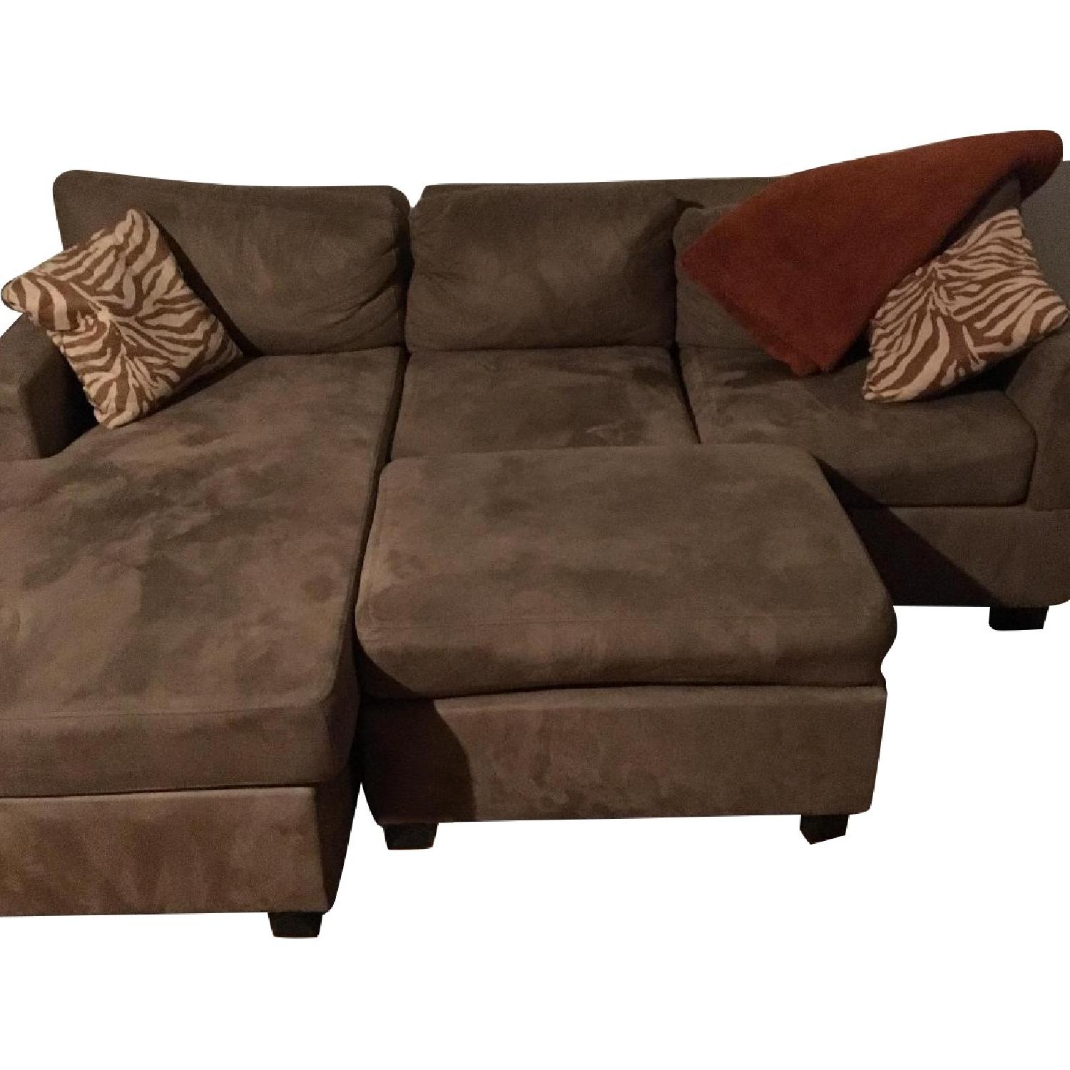 Poundex Bobkona Chaise Sectional Sofa & Ottoman - image-0