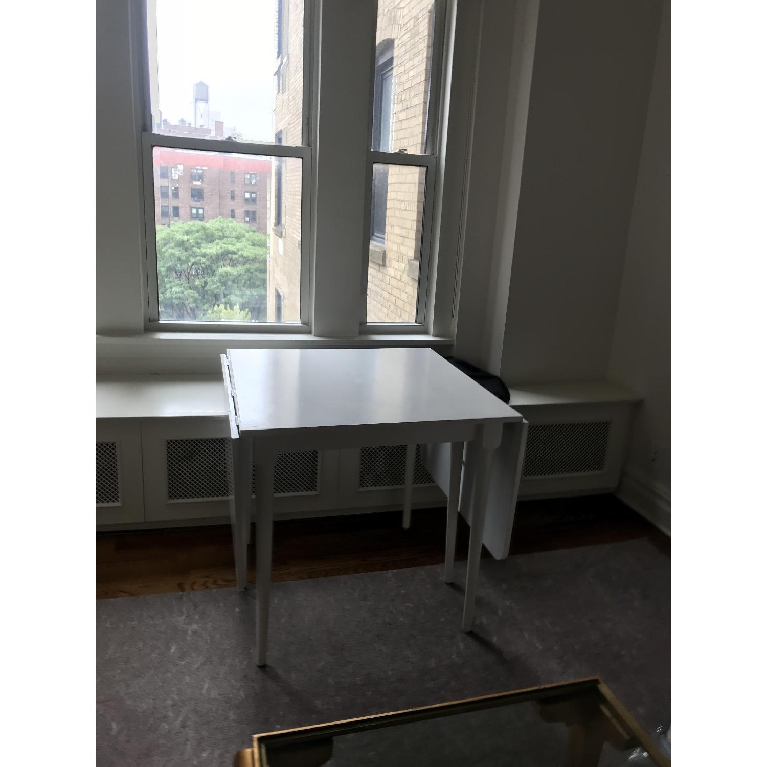 White Drop-Leaf Dining Table - image-1