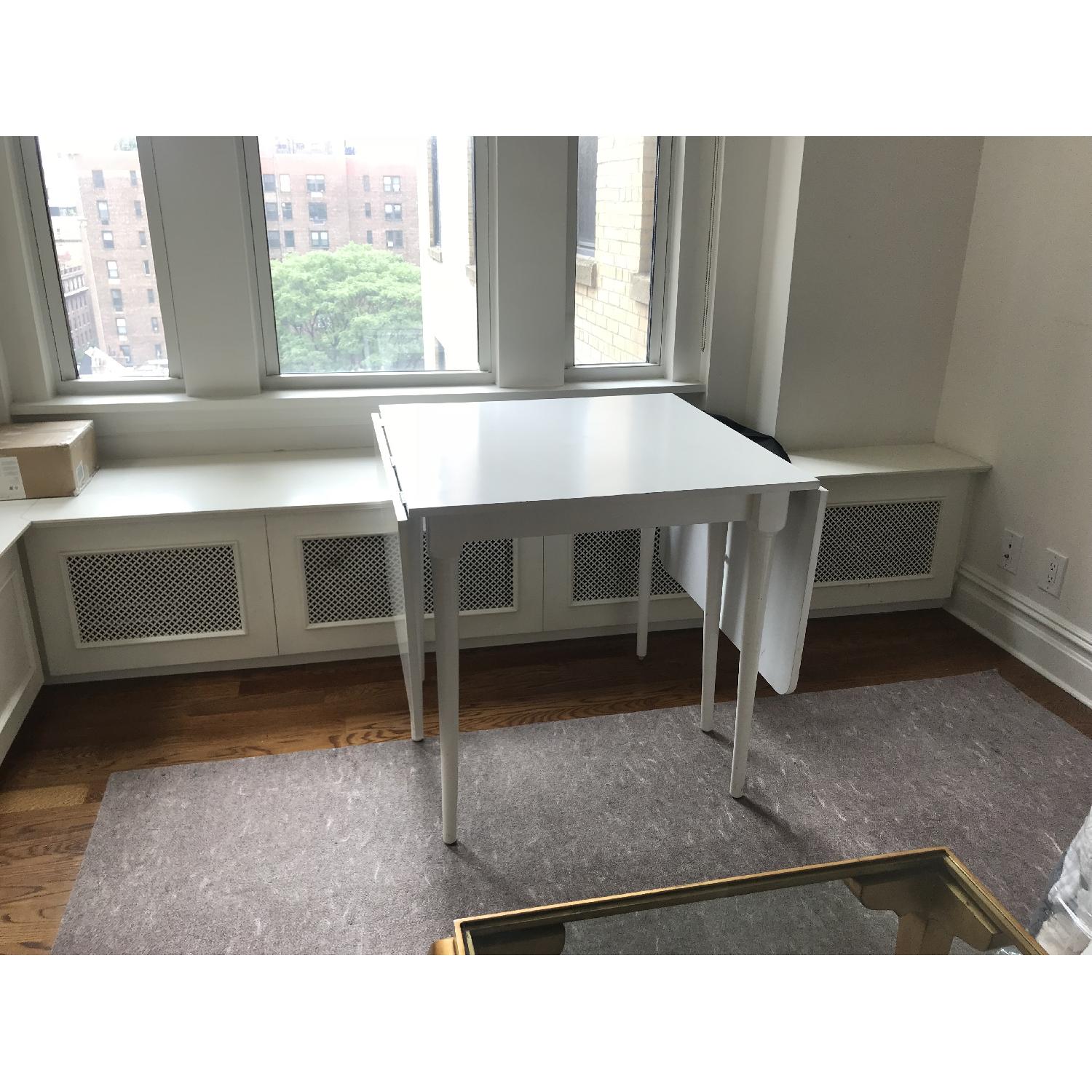 White Drop-Leaf Dining Table - image-2