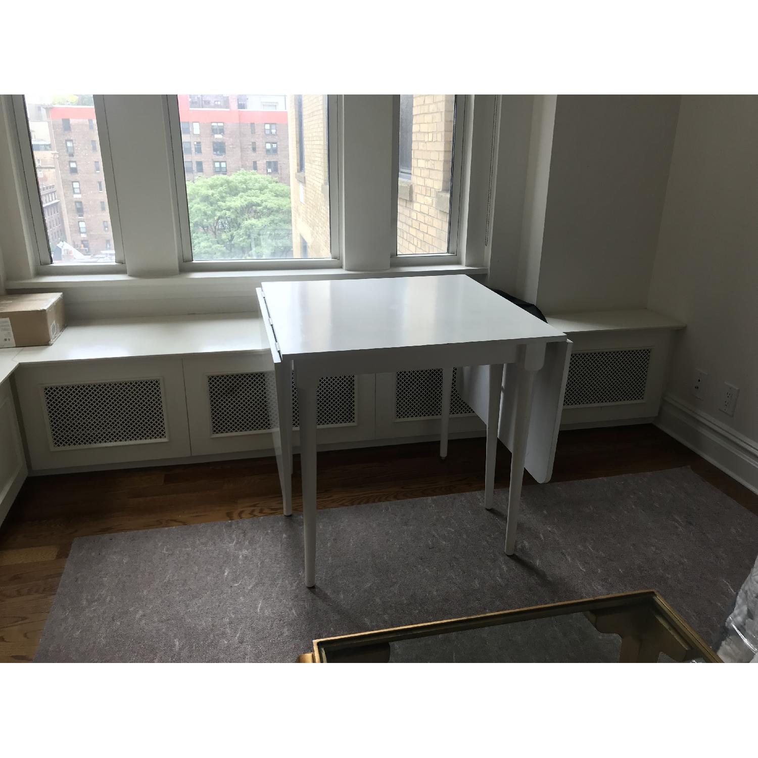 White Drop-Leaf Dining Table - image-4