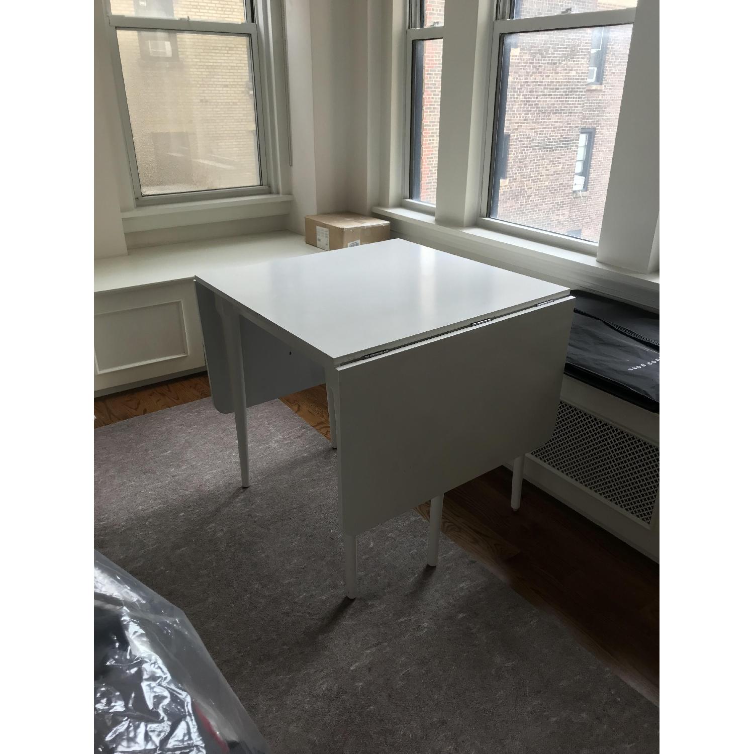 White Drop-Leaf Dining Table - image-5