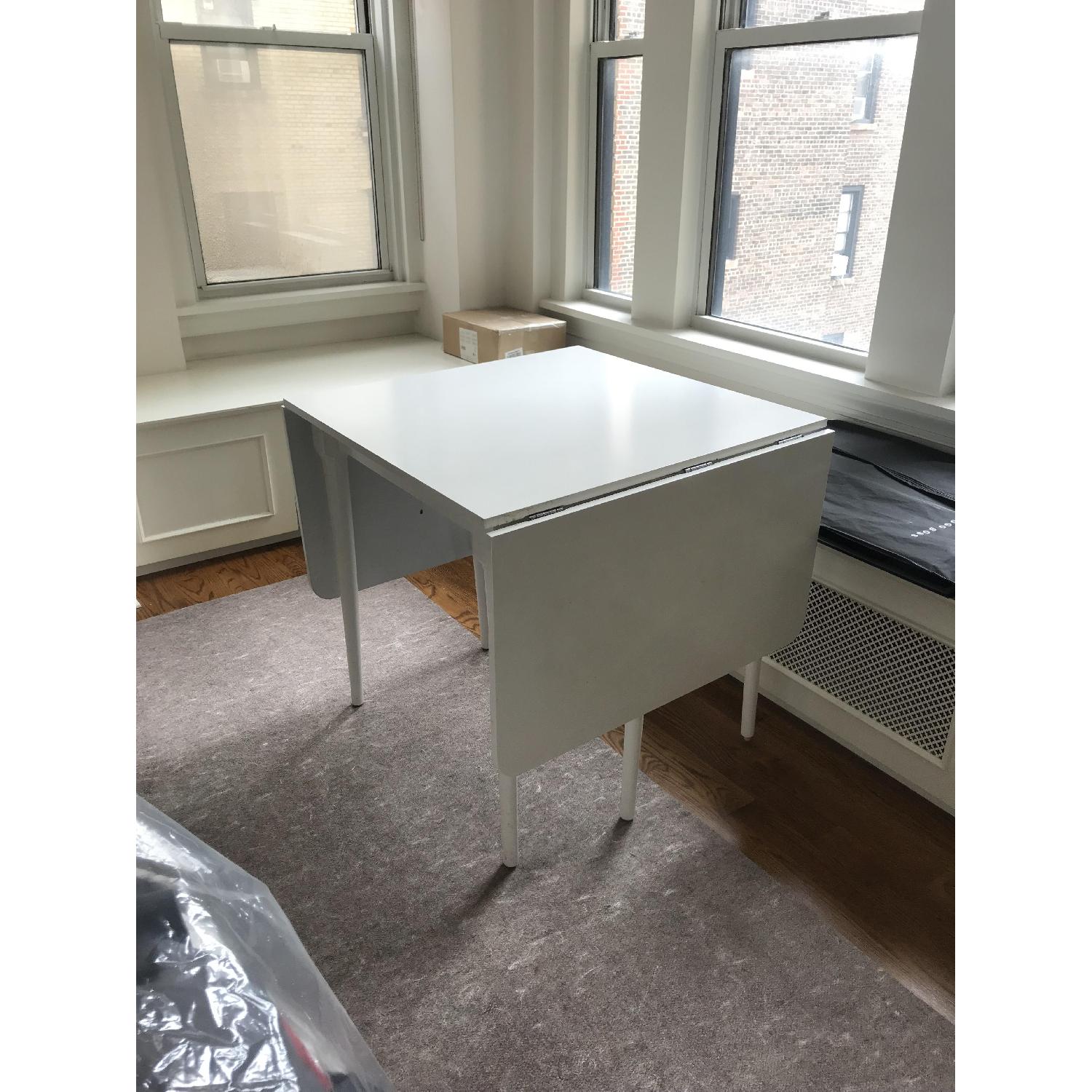 White Drop-Leaf Dining Table - image-6