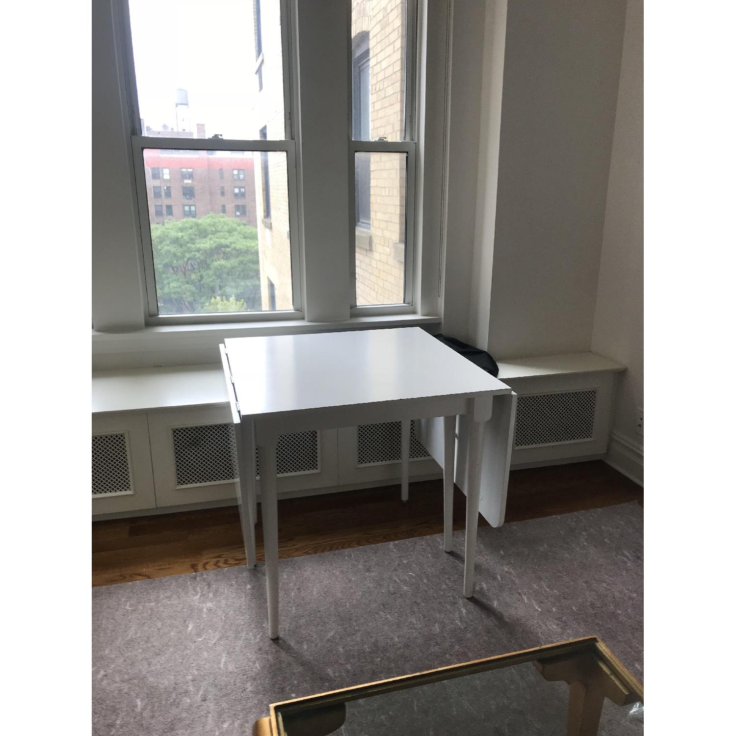 White Drop-Leaf Dining Table - image-7