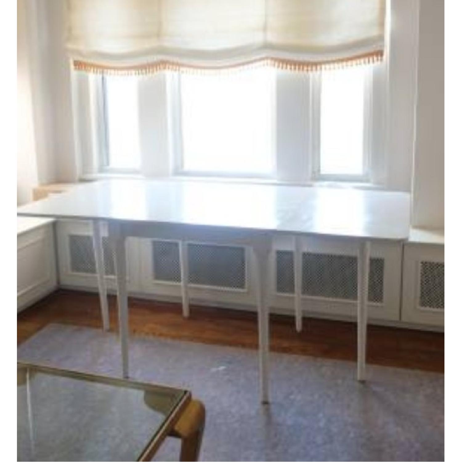 White Drop-Leaf Dining Table - image-11