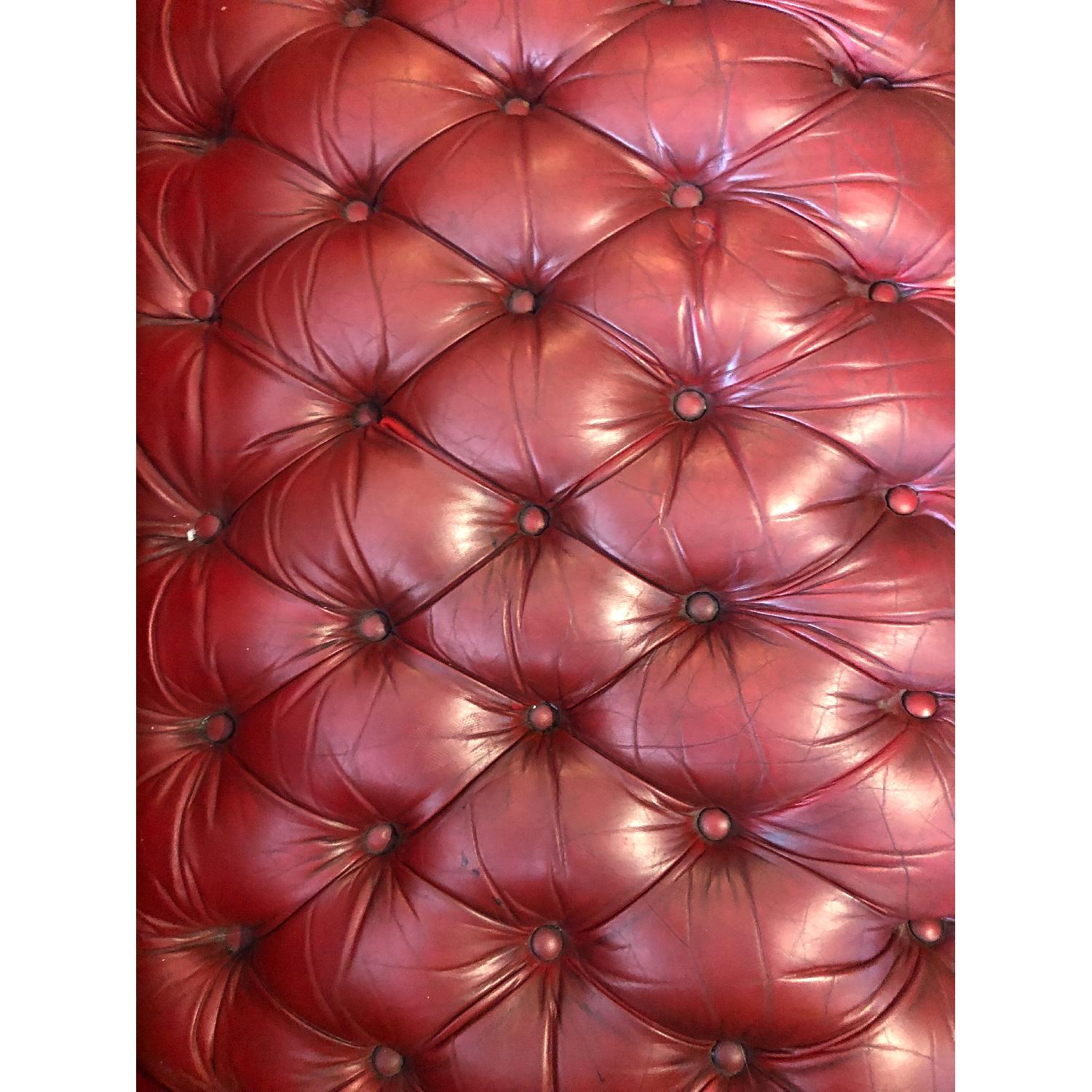 1950s Art Deco Chesterfield Tufted Red Leather Sofa - image-6