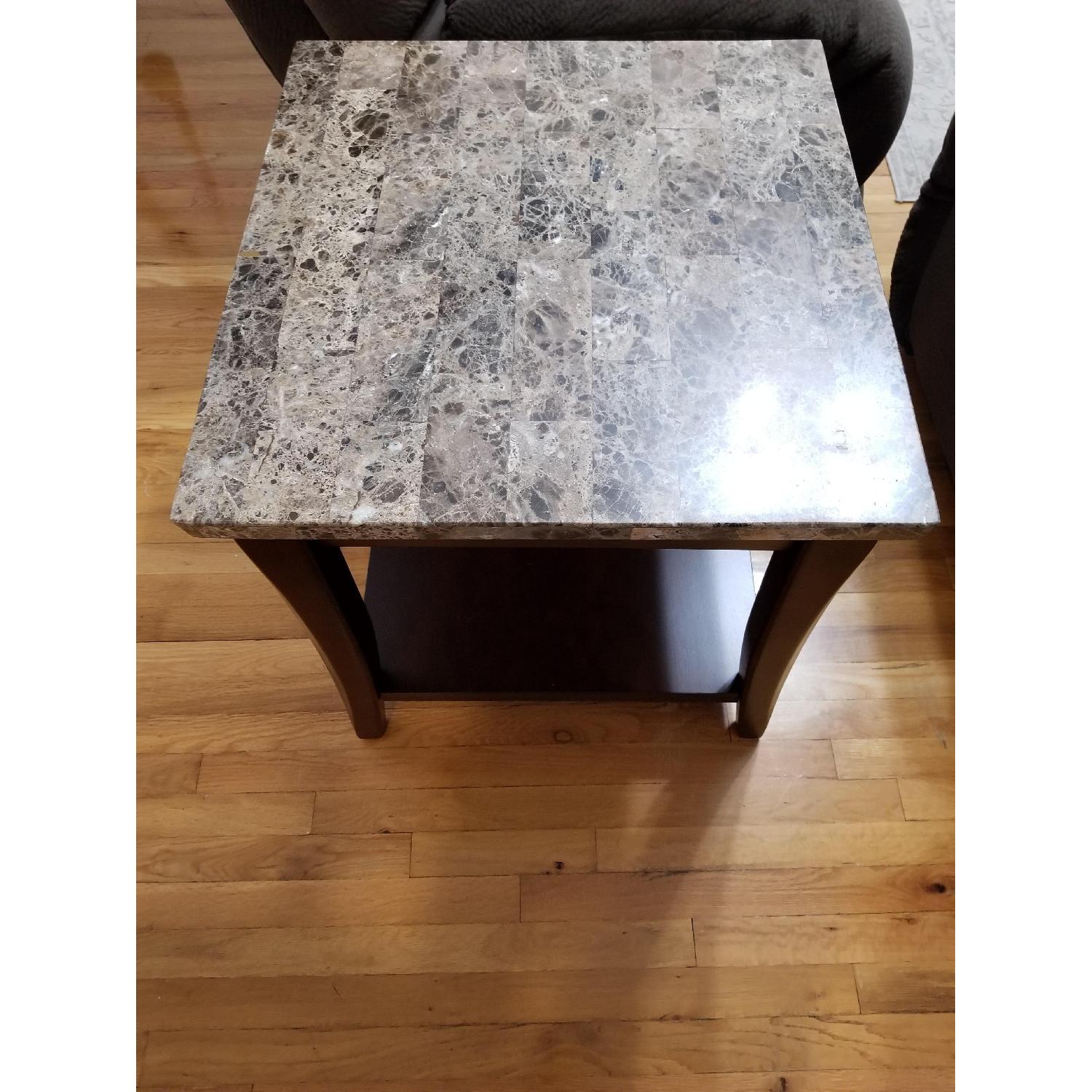 Raymour & Flanigan Dark Cherry Granite End Table - image-2