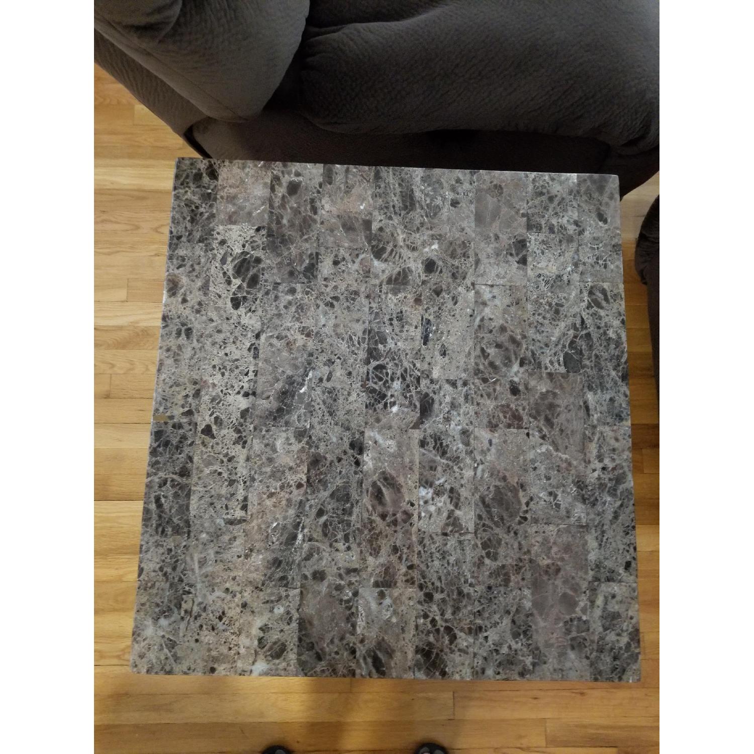 Raymour & Flanigan Dark Cherry Granite End Table - image-3