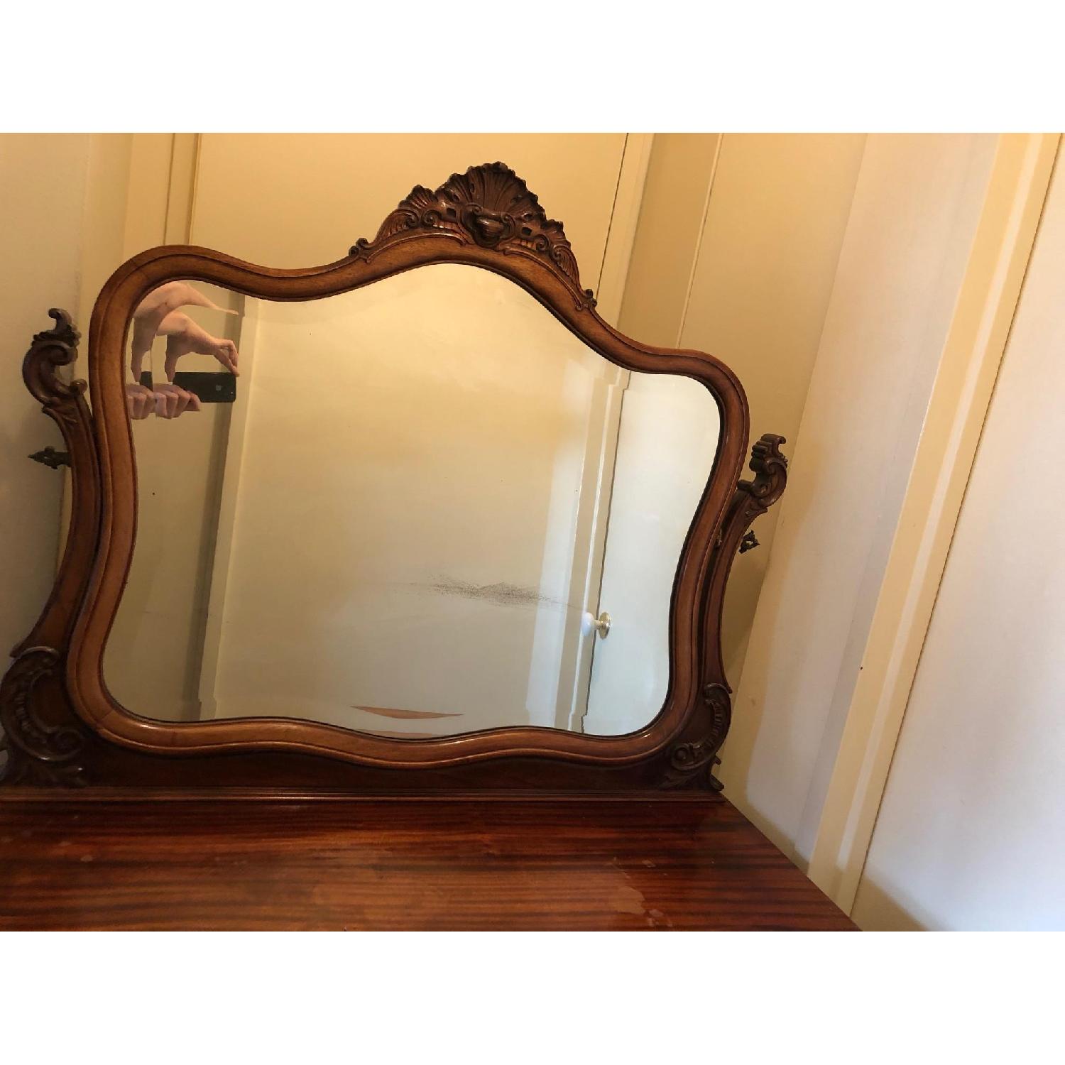 Victorian Mirrored Dressing Table w/ Upholstered Bench - image-2
