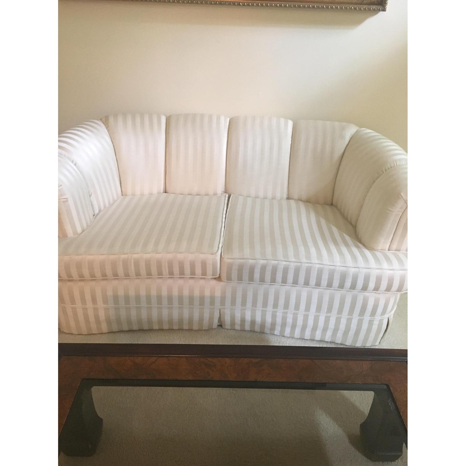 White on White Stripe Sofa + Loveseat - image-2
