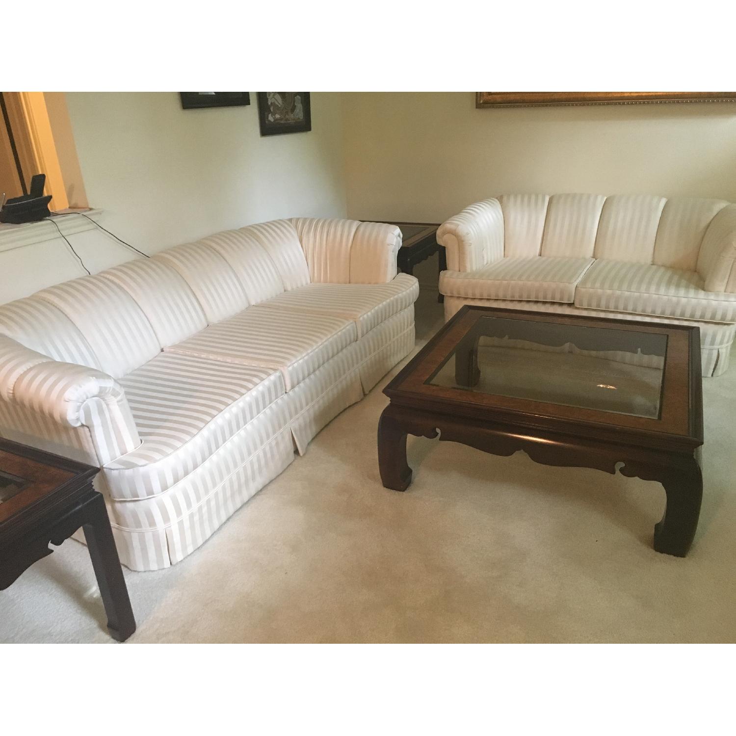 White on White Stripe Sofa + Loveseat - image-3