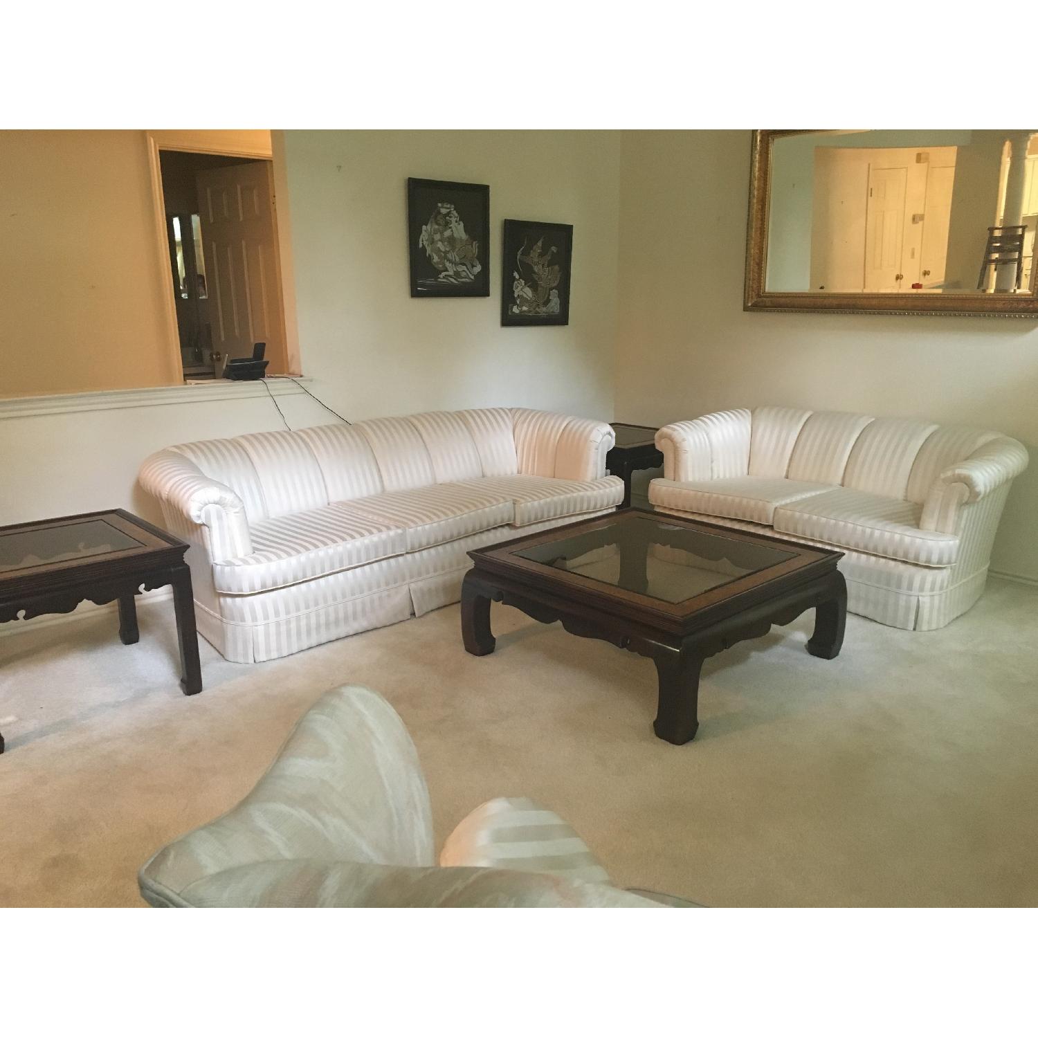 White on White Stripe Sofa + Loveseat - image-5
