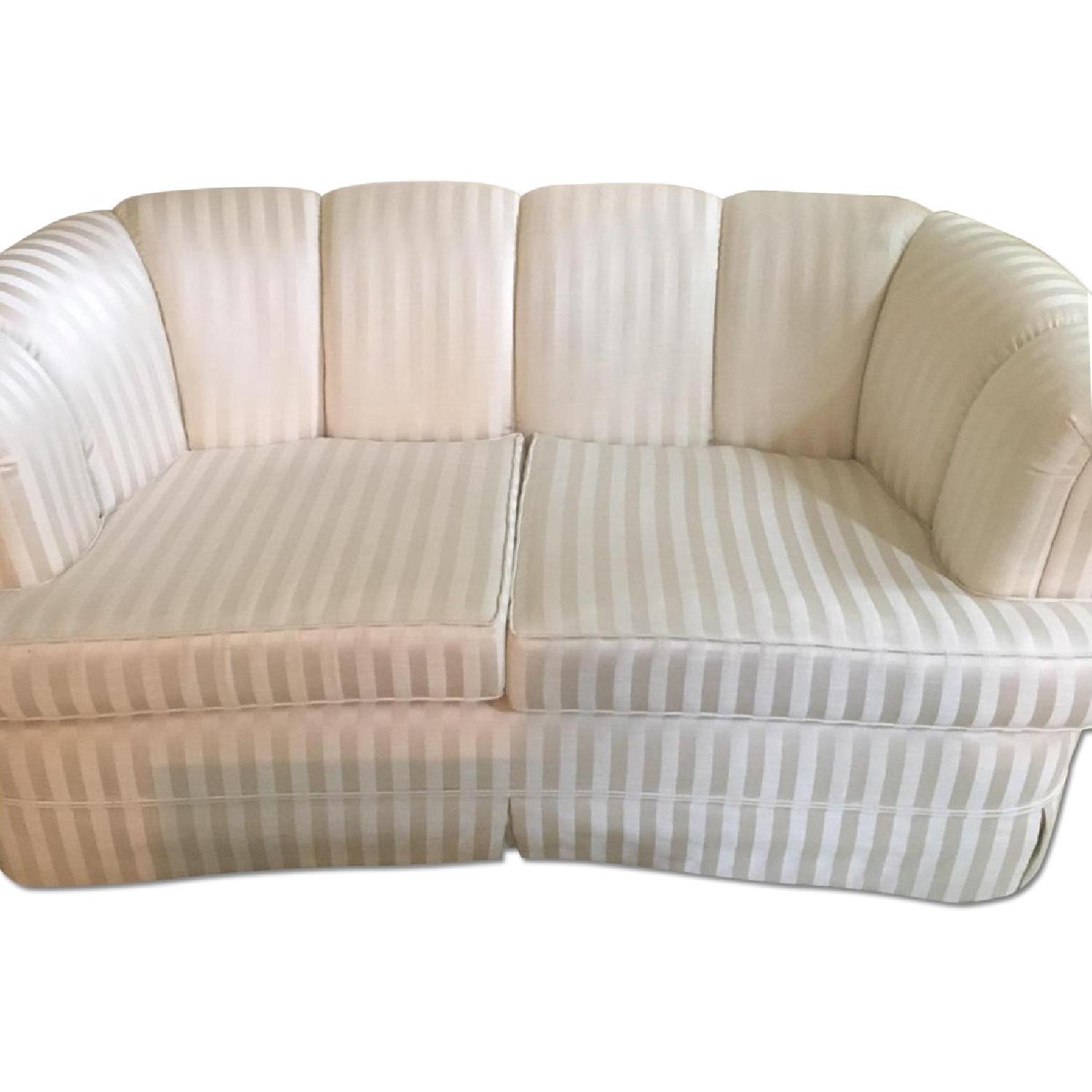 White on White Stripe Sofa + Loveseat - image-0