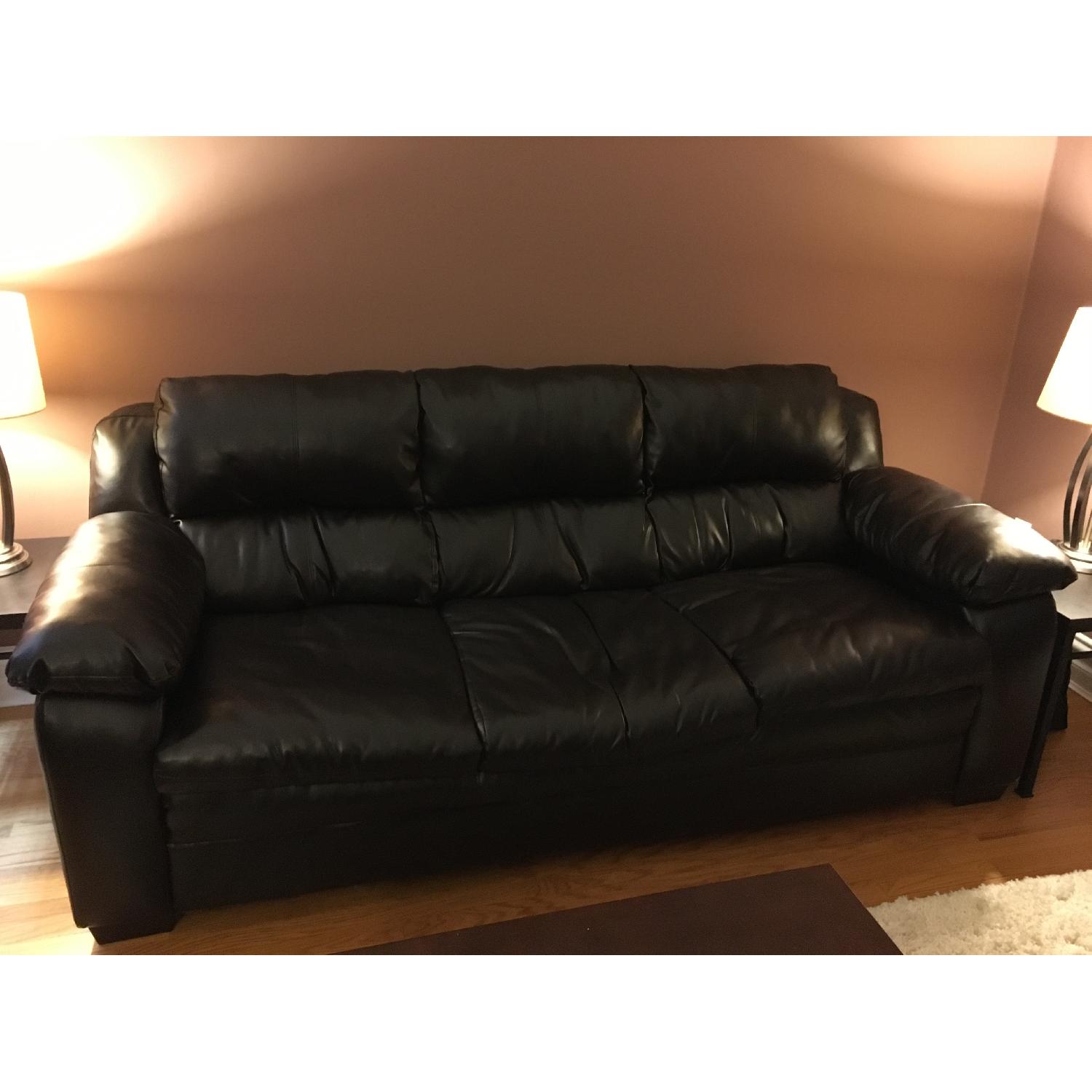 Jordan's Furniture Brown Leather Couch - image-2