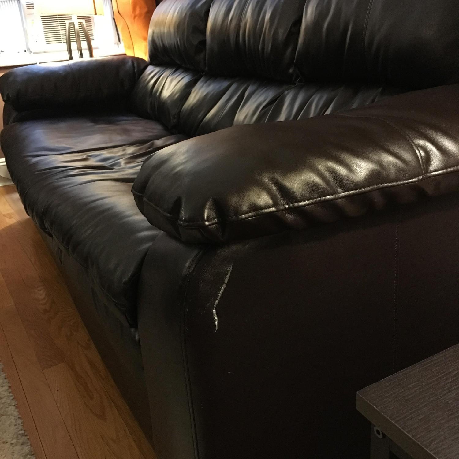 Jordan's Furniture Brown Leather Couch - image-3