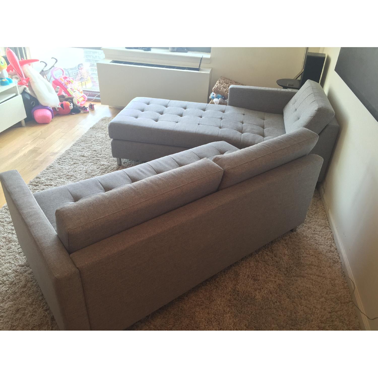 CB2 Ditto II Gray Tufted Sectional Sofa w/ Chaise - image-1