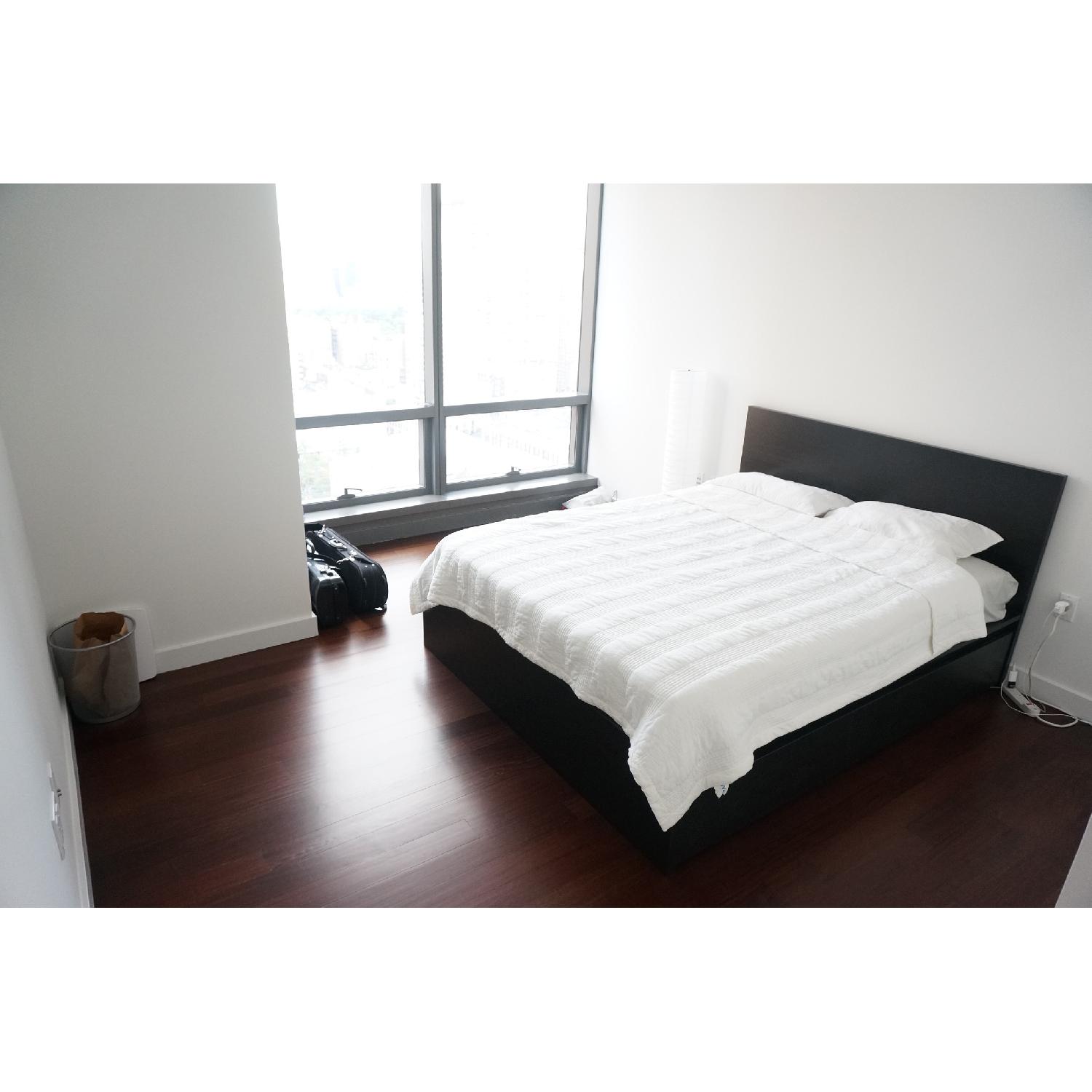 Ikea Malm Black/Dark Brown Queen Size Bed Frame w/ Slats - image-1