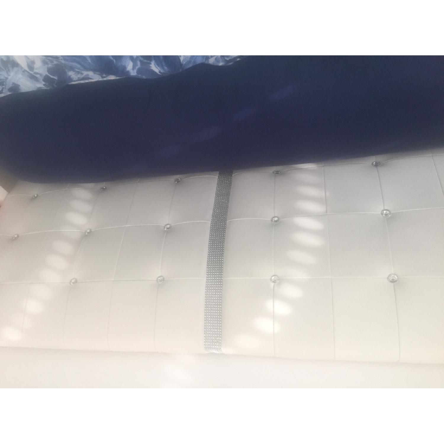 White Rhinestone Full Size Bed Frame - image-3