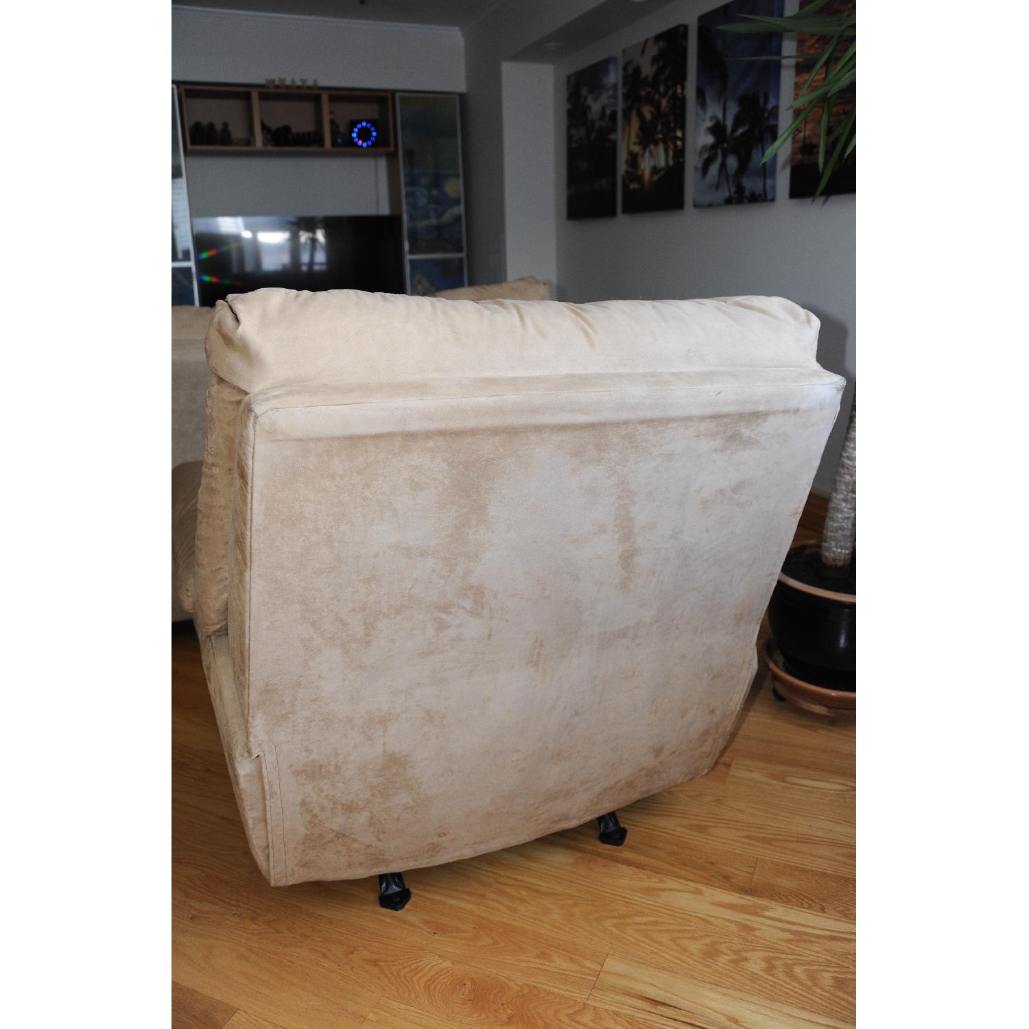 Stratford Company Khaki MicroFiber Sleeper Sofa + Recliner & Ottoman - image-1