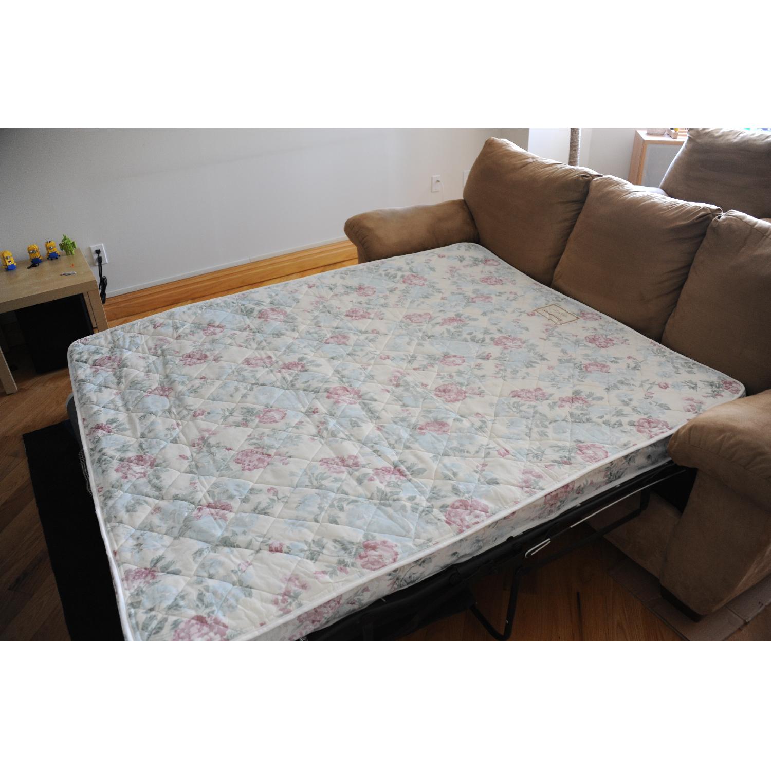 Stratford Company Khaki MicroFiber Sleeper Sofa + Recliner & Ottoman - image-4