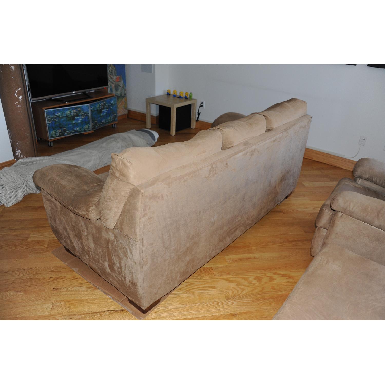 Stratford Company Khaki MicroFiber Sleeper Sofa + Recliner & Ottoman - image-5