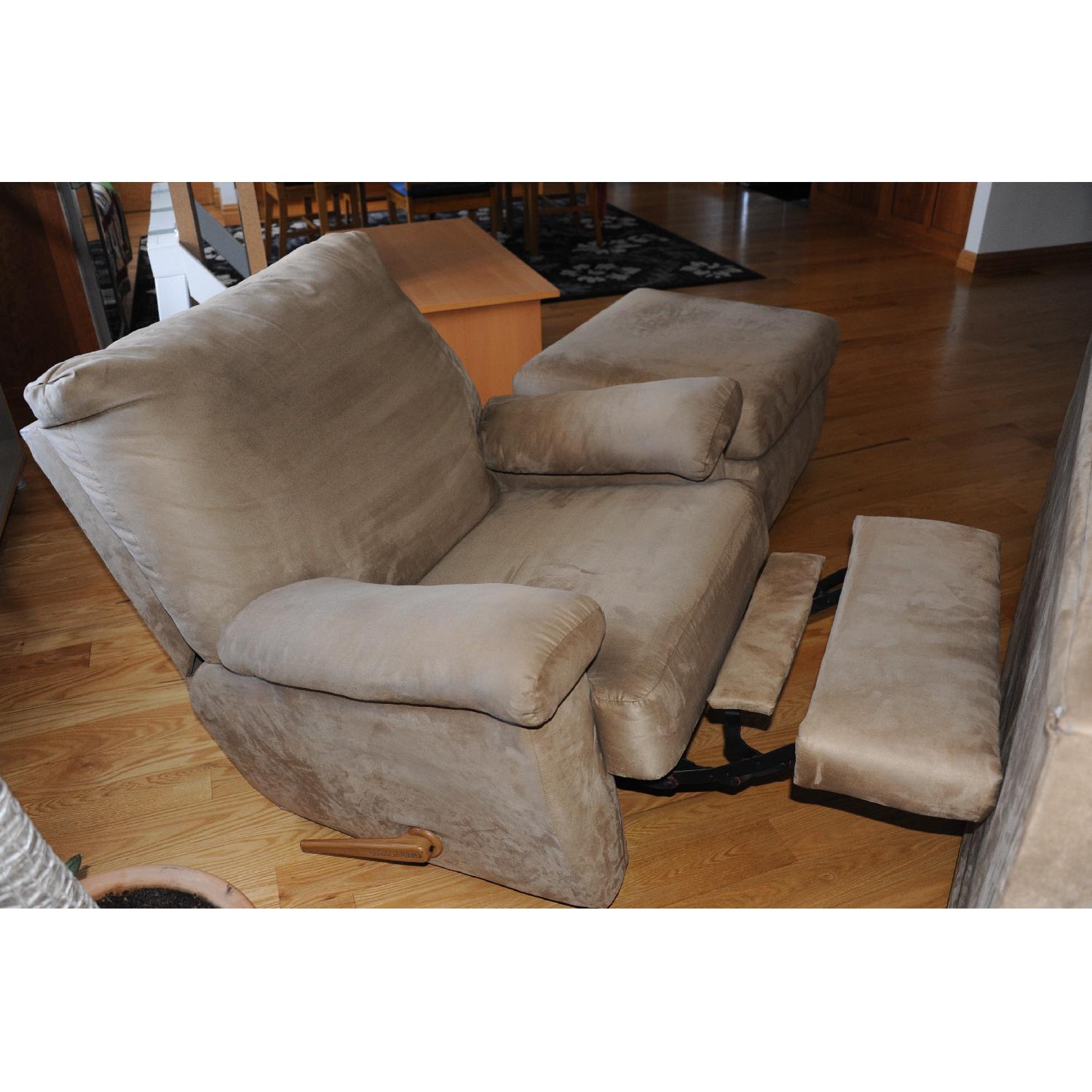 Stratford Company Khaki MicroFiber Sleeper Sofa + Recliner & Ottoman - image-8