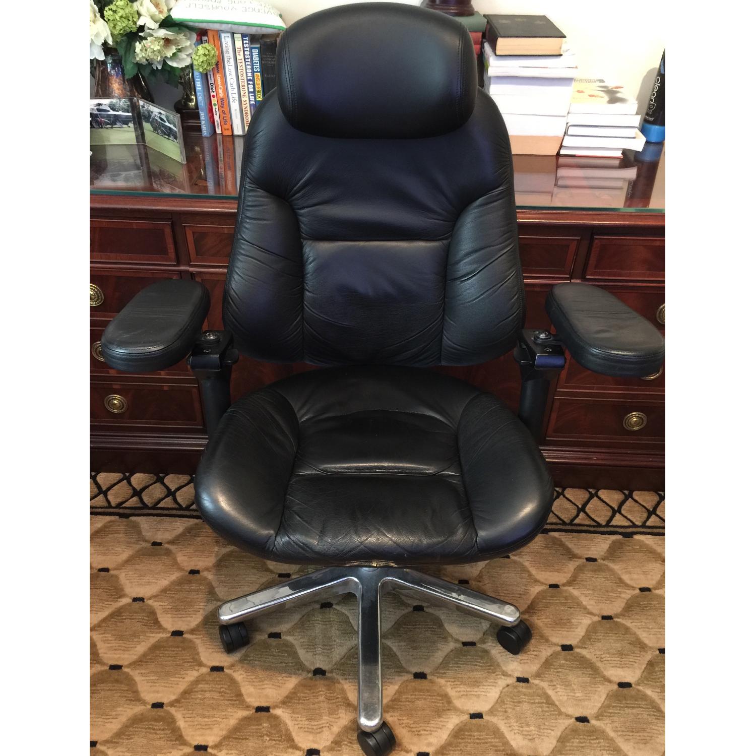 Bloomingdale's BodyBilt Black Leather Executive Ergonomic Home/Office Chair - image-1