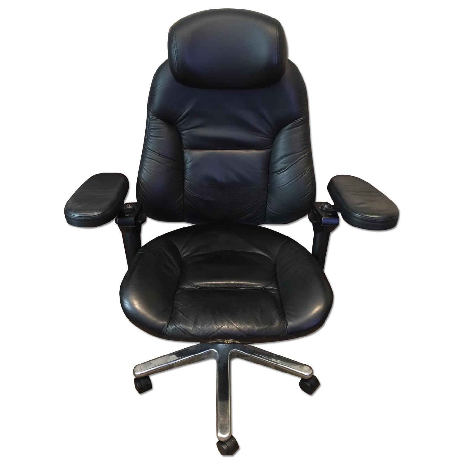 Bloomingdale's BodyBilt Black Leather Executive Ergonomic Home/Office