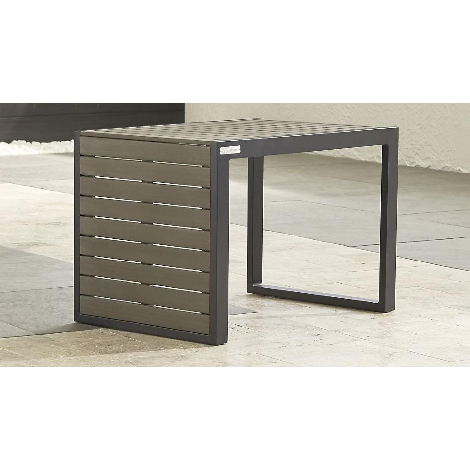 Crate & Barrel Outdoor Sectional Sofa + End Tables + Standing Umbrella