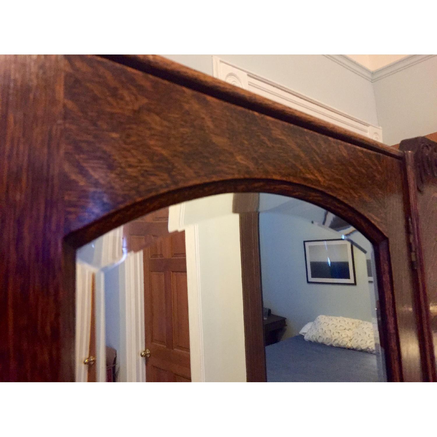 Antique Art Deco Oak Armoire - image-3