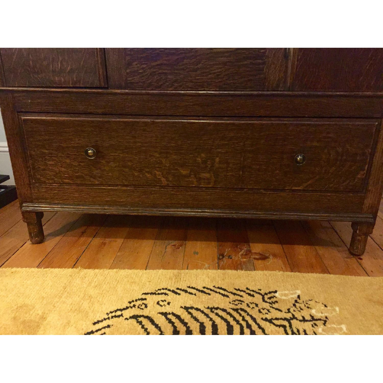 Antique Art Deco Oak Armoire - image-4