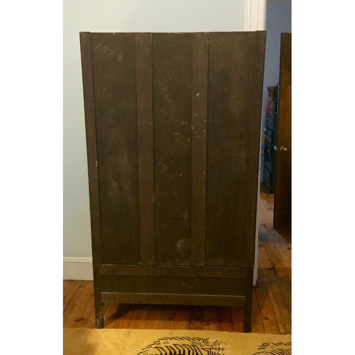 Antique Art Deco Oak Armoire - image-11