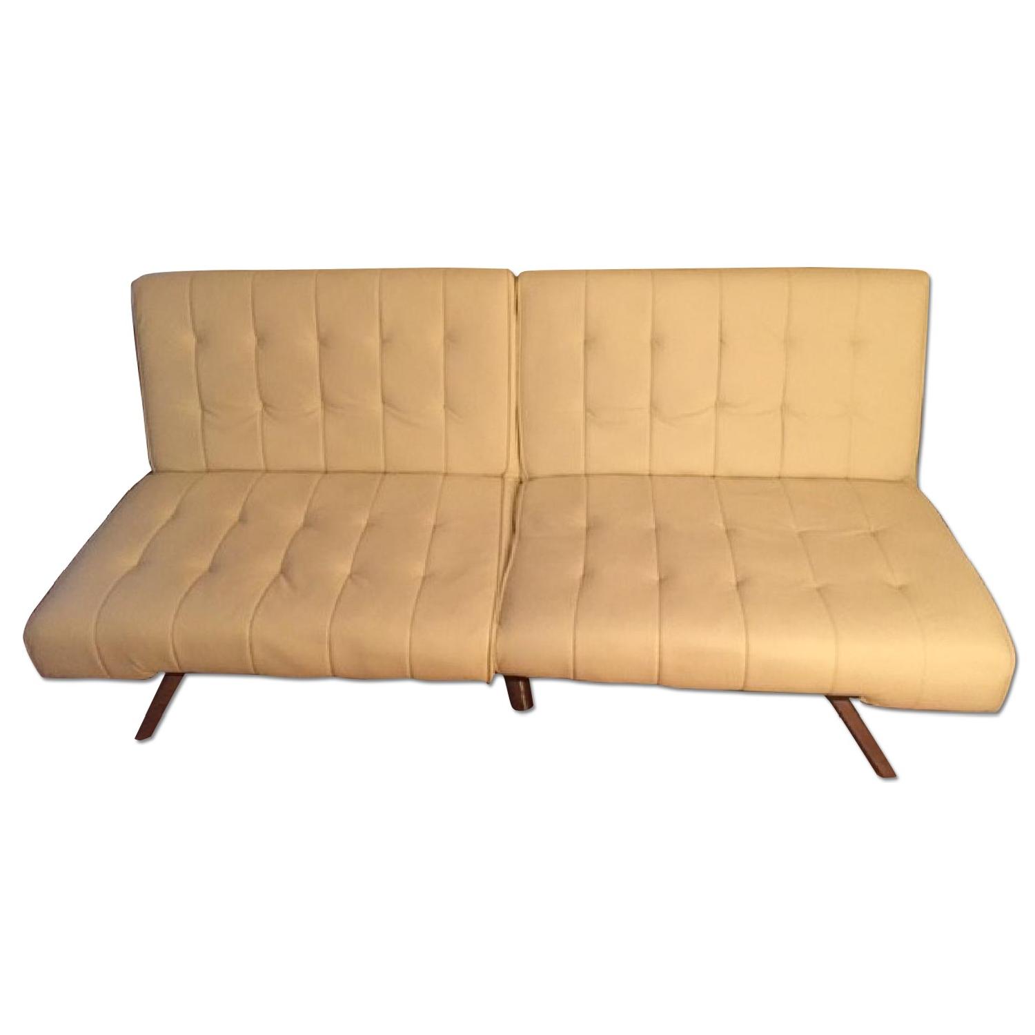 Modern White Bonded Leather Convertible Sleeper Futon AptDeco