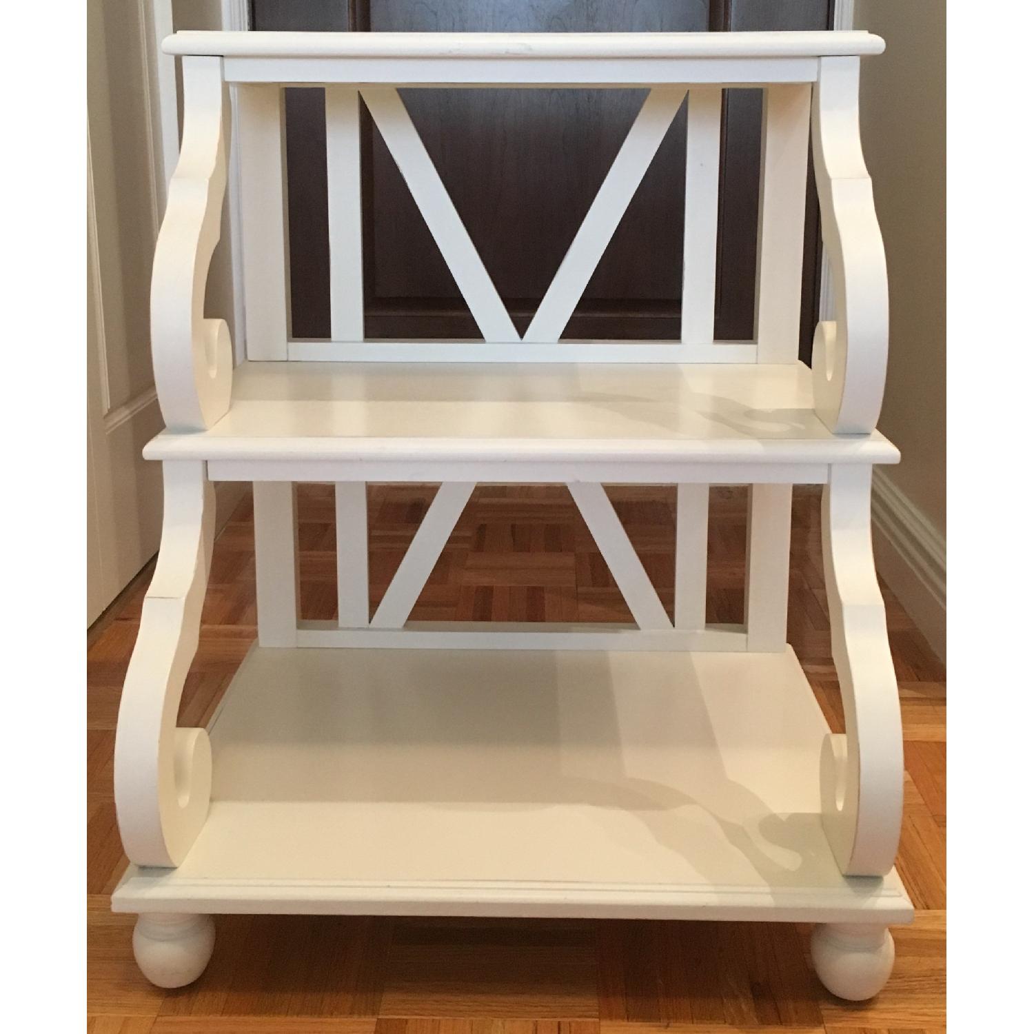 Ballard Designs Shelf Side Table in Distressed White AptDeco