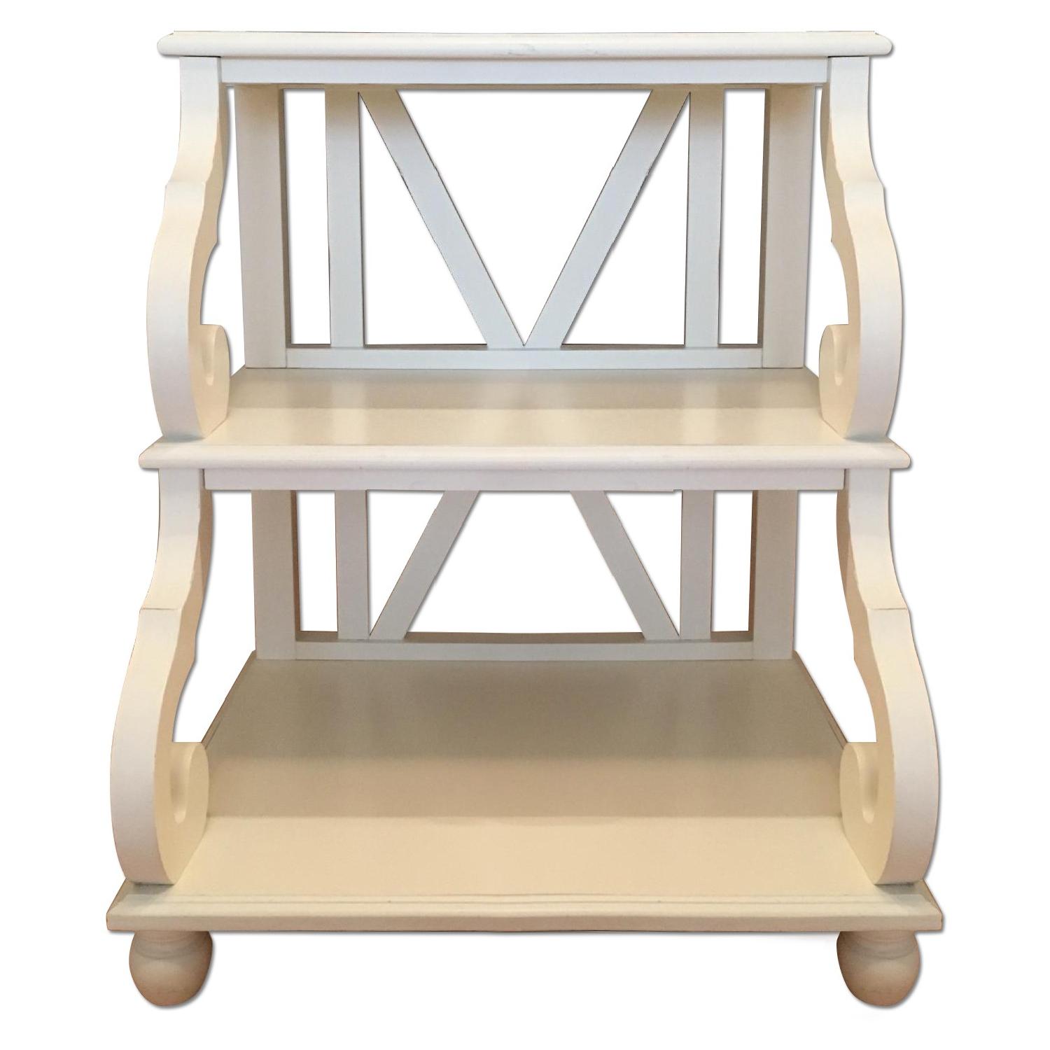 Ballard Designs Shelf Side Table in Distressed White AptDeco
