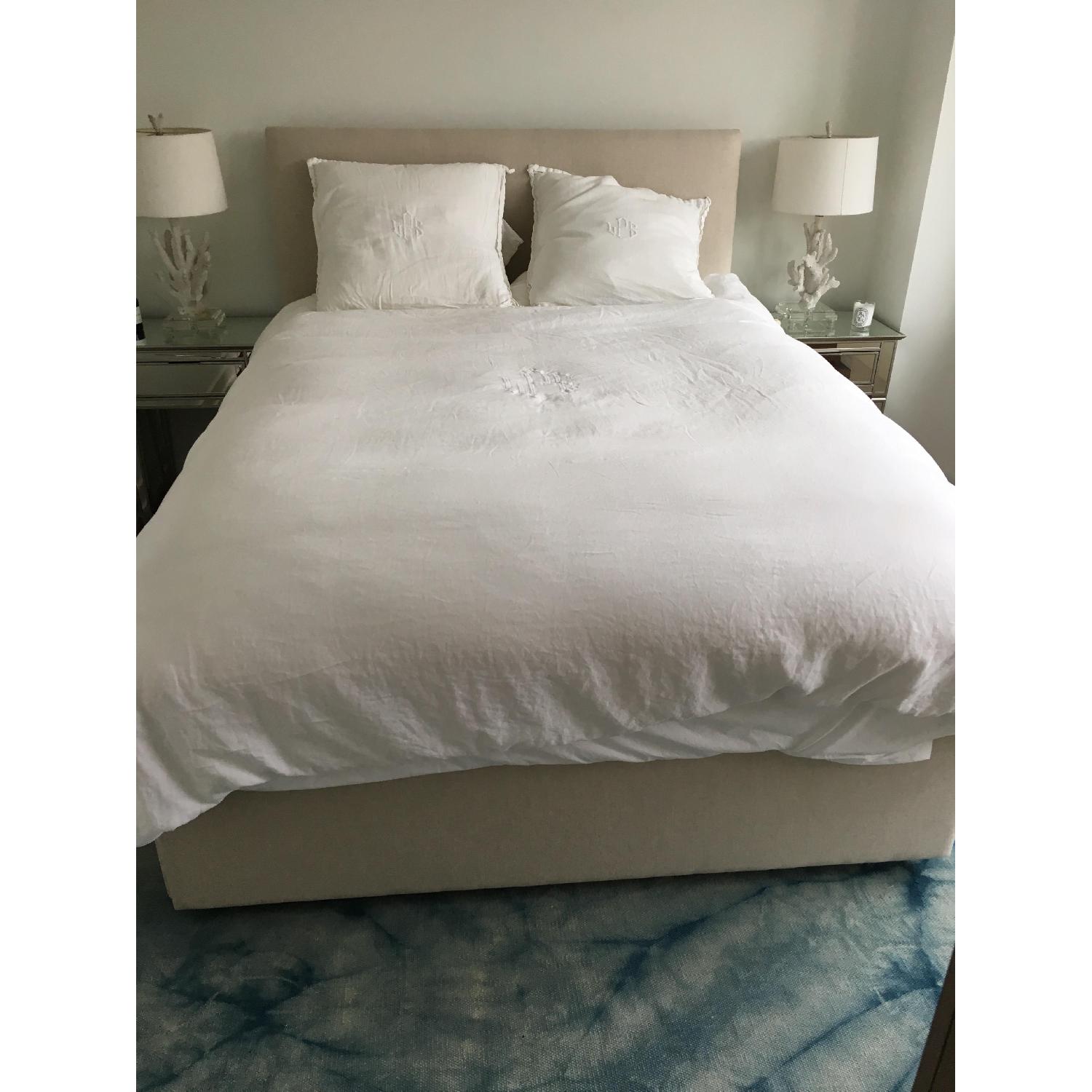 Pottery Barn Upholstered Queen Bed w/ Storage & Headboard - image-1