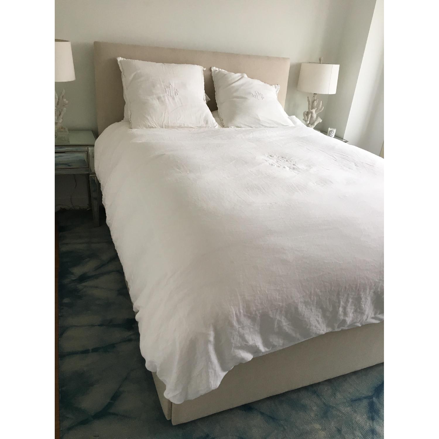 Pottery Barn Upholstered Queen Bed w/ Storage & Headboard - image-2