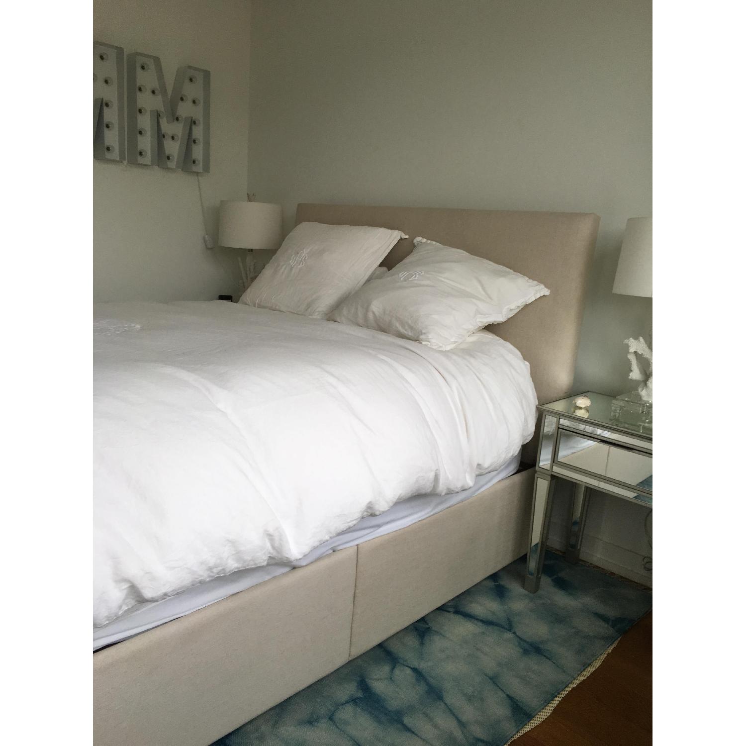 Pottery Barn Upholstered Queen Bed w/ Storage & Headboard - image-3