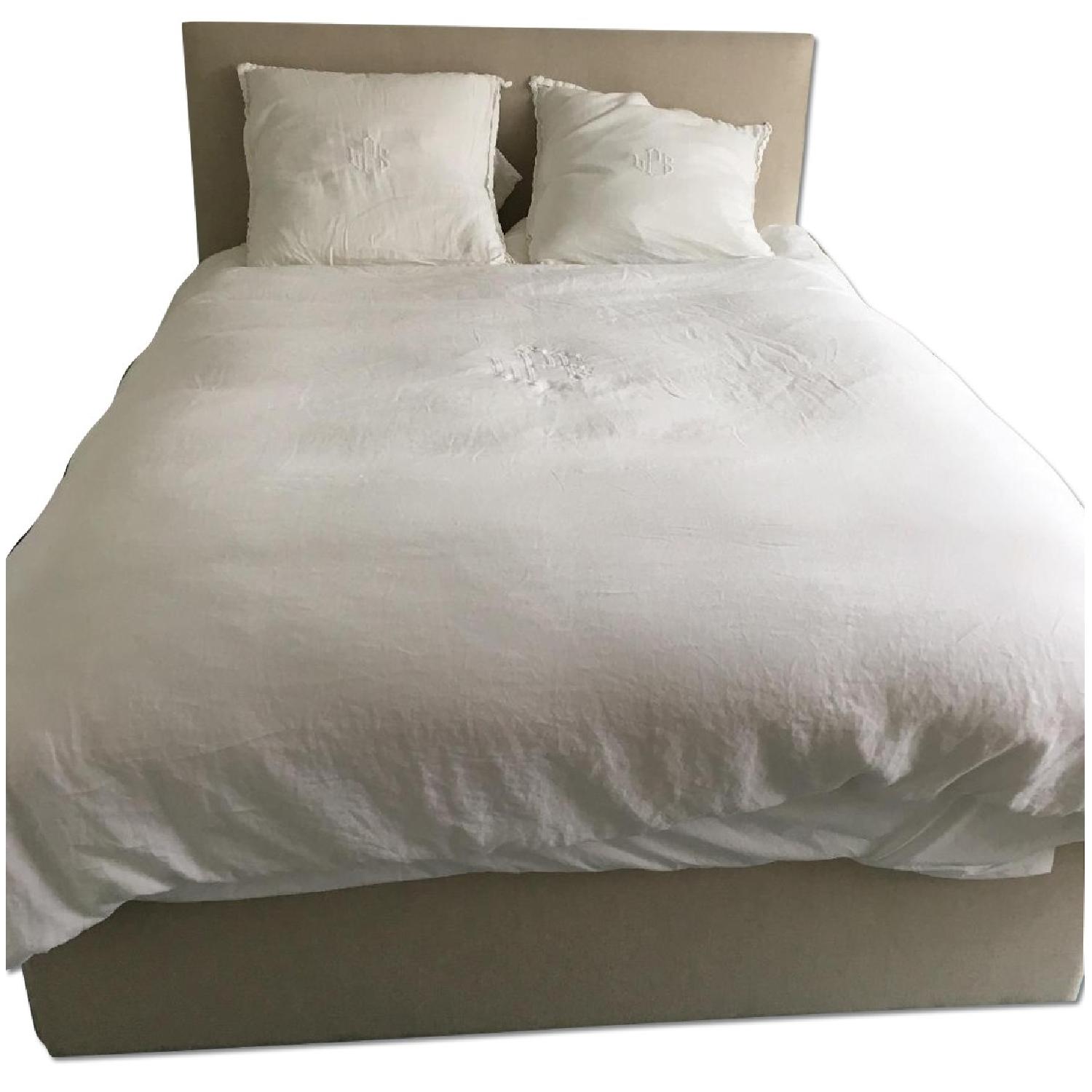 Pottery Barn Upholstered Queen Bed w/ Storage & Headboard - image-0