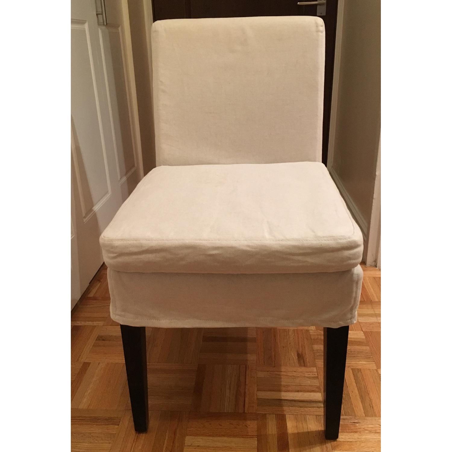 West Elm Side Chair w/ Beige Slipcover - image-3